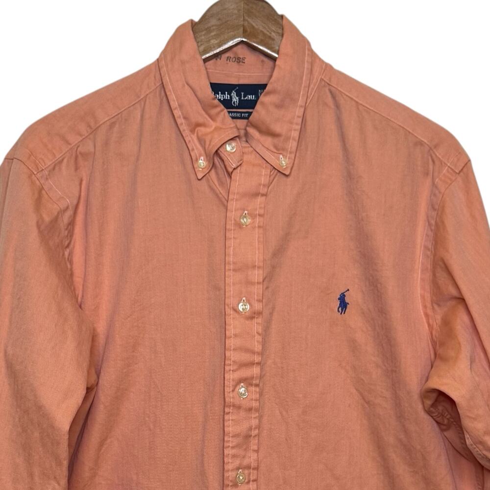 Ralph Lauren Peach 100% Cotton Classic Fit Long Sleeve Button Down Shirt
